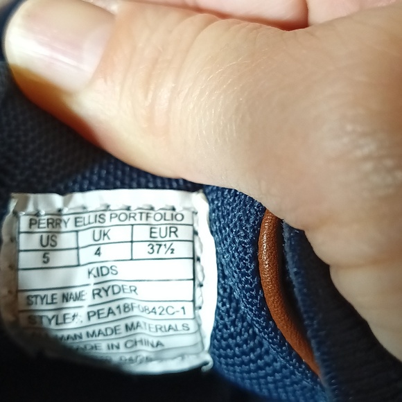 3/$25 Perry Ellis portfolio ultra foam sneaker loafer blue tank lace up men's 5 - Picture 6 of 11